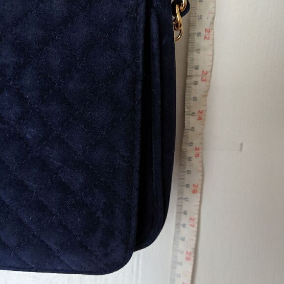 NEW WITHOUT TAGS AMANDA  SMITH  BLUE  VELVET DRESS PURSE - Picture 2 of 8
